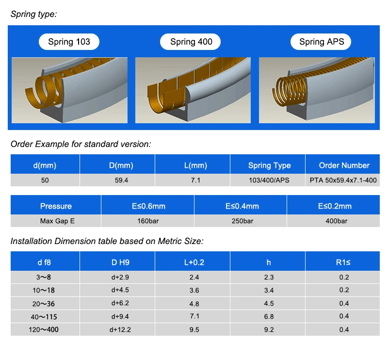 PTFE +Carbon Spring Energized Seals Auto Pump Valve Hydraulic Seal